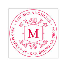 Klassiek Deco Monogram Rond Terugkeeradres