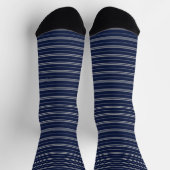 Klassiek Deep Blue Grey School Stripes Patroon Sokken (Top)