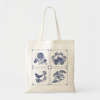 Klassiek Delfts Blauw Delft Tegel Bloem- en Vogelo Tote Bag
