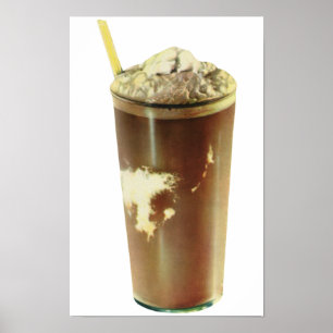 Klassiek dessert, chocolademilkshake en slagroom poster