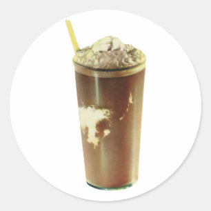 Klassiek dessert, chocolademilkshake en slagroom ronde sticker