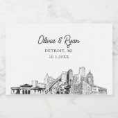 Klassiek Detroit huwelijksfavoriet aangepaste mini Sparkling Wijnetiket (Enkel label)