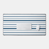 Klassiek diepblauw en wit multi-streep bureaumat (Keyboard & Muis)