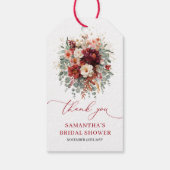 Klassiek dieprode bloemige herfst bruiloftsshower cadeaulabel (Achterkant)