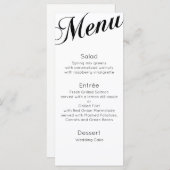 Klassiek dinermenu. Traditionele trouwtafel Menu (Voorkant / Achterkant)
