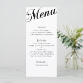Klassiek dinermenu. Traditionele trouwtafel Menu (Staand voorkant)
