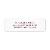 Klassiek donker bourgogne modern retour adres etiket (Voorkant)