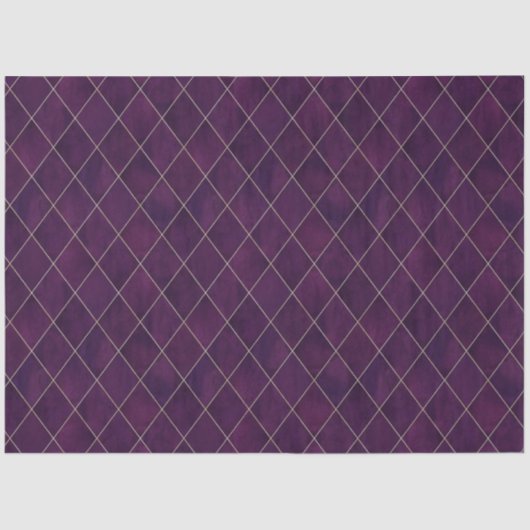 Klassiek donker Paars Velvet Argyle Pattern Luxury Tissuepapier (Voorkant)