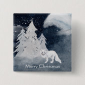 Klassiek donker winters beeld met vos Kerstmis  Vierkante Button 5,1 Cm (Voorkant)