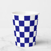 Klassiek donkerblauw en wit Checkerboard Patroon Papieren Bekers (Links)