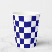 Klassiek donkerblauw en wit Checkerboard Patroon Papieren Bekers (Rechts)