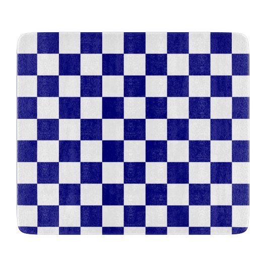 Klassiek donkerblauw en wit Checkerboard Patroon Snijplank (Voorkant)