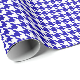 Klassiek donkerblauw en wit houndstooth patroon cadeaupapier