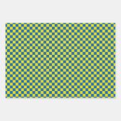 Klassiek donkerblauw, geel geruit inpakpapier vel (Voorkant)