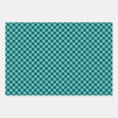 Klassiek donkerblauw, licht Blauwgroen geruit Inpakpapier Vel (Voorkant)