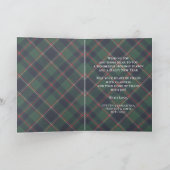 Klassiek donkerblauw rood groen ruitpatroon feestdagen kaart (Binnen)