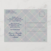 Klassiek donkerblauw rood groen ruitpatroon feestdagenkaart (Achterkant)