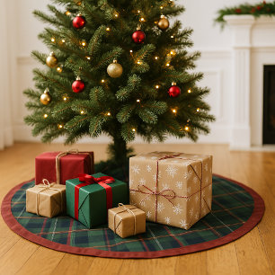 Klassiek donkerblauw rood groen ruitpatroon kerstboom rok