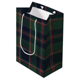 Klassiek donkerblauw rood groen ruitpatroon medium cadeauzakje