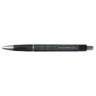 Klassiek donkerblauw rood groen ruitpatroon pen