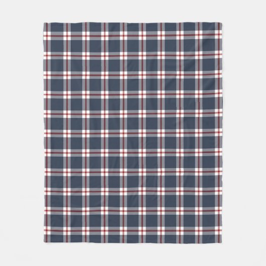 Klassiek Donkerblauw Rood Wit Gingham geruite patr Fleece Deken (Voorkant)