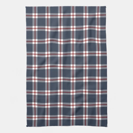 Klassiek Donkerblauw Rood Wit Gingham geruite patr Theedoek (Verticaal)