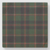 Klassiek donkerblauw roodgroen ruitpatroon stenen onderzetter (Voorkant)