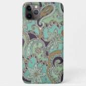 Klassiek donkerblauw turquoise paisley bloempatroo Case-Mate iPhone case (Achterkant)