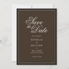 Klassiek donkerbruin oude rijke bruiloft save the date