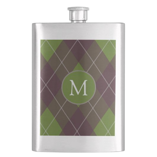 Klassiek donkergroen argylepatroon met monogram flacon (Voorkant)