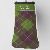 Klassiek donkergroen argylepatroon met monogram golfheadcover (Draai 90)