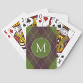 Klassiek donkergroen argylepatroon met monogram pokerkaarten (Achterkant)