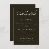 Klassiek donkergroen chique bruiloft detail informatiekaartje (Voorkant / Achterkant)
