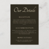 Klassiek donkergroen chique bruiloft detail informatiekaartje (Voorkant)