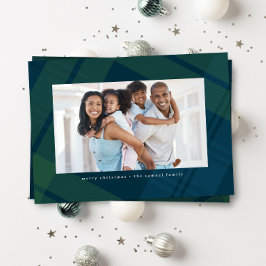 Klassiek donkergroen geruit eenvoudig kerstfoto feestdagenkaart