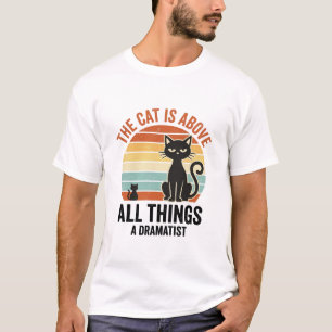 Klassiek dramatische kat humor T-shirt ontwerp_1