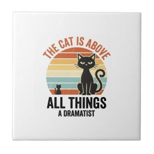 Klassiek dramatische kat humor T-shirt ontwerp_1 Tegeltje