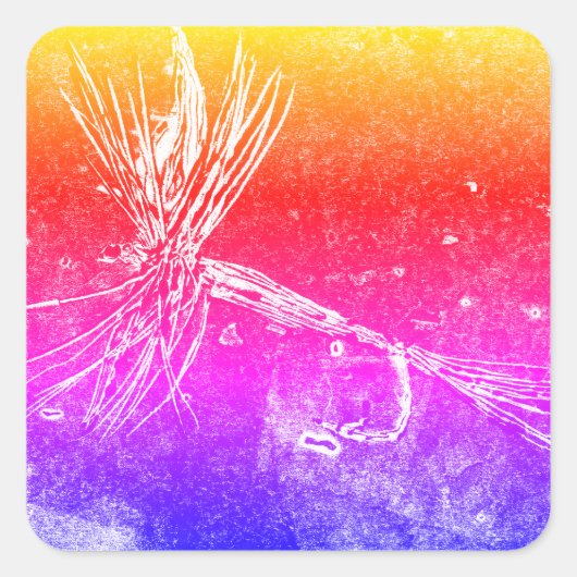 Klassiek droge-vliegpatroon voor forel- en baardvi vierkante sticker (Voorkant)