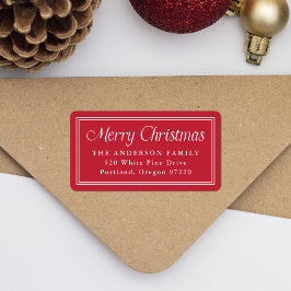 Klassiek dubbel rand rode kerst retouradres etiket