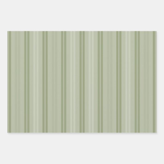 Klassiek dubbel streep patroon in Sage Green Inpakpapier Vel (Voorkant 2)