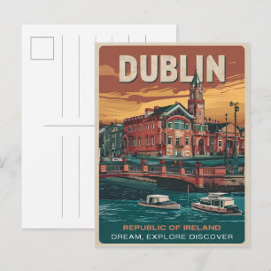 Klassiek Dublin stad, Ierland republiek reis gesch Briefkaart