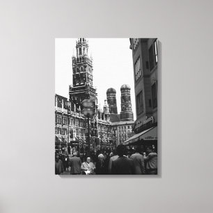Klassiek Duitsland München Frauenkirche Frauenplat Canvas Afdruk