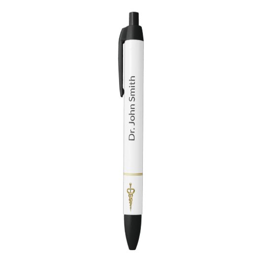 Klassiek Edele Elegante Gouden Zilveren Asclepius  Zwarte Inkt Pen (Top (Verticaal))