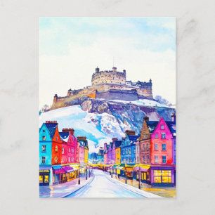Klassiek Edinburgh Kasteel Schotland Winter Reis Briefkaart