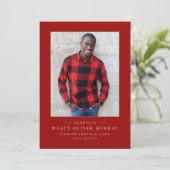 Klassiek één foto rood afstuderen aankondiging (Staand voorkant)