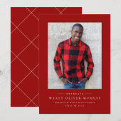 Klassiek één foto rood afstuderen aankondiging (Voorkant / Achterkant)