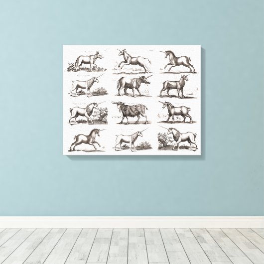 Klassiek Eenhoorn Antiek Mythisch Magisch Wezen Canvas Afdruk (Insitu (Houten vloer))