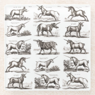 Klassiek Eenhoorn Antiek Mythisch Magisch Wezen Glazen Onderzetter