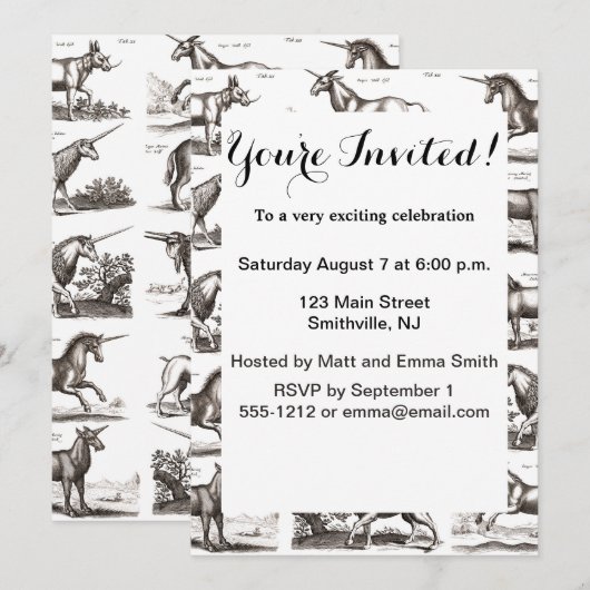 Klassiek Eenhoorn Antiek Mythisch Magisch Wezen Kaart (Voorkant / Achterkant)