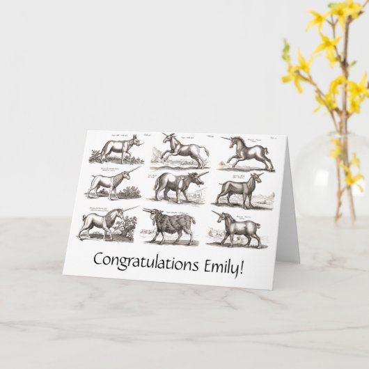 Klassiek Eenhoorn Antiek Mythisch Magisch Wezen Kaart (Gele Bloem)